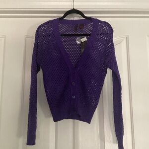 Heart Crush Women Sweater, Size Small, Color Purple, Glitter NWT